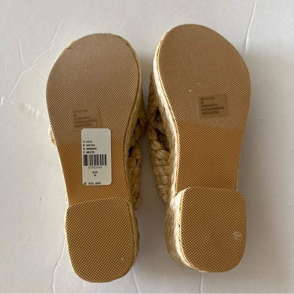 NWOT Beach By Matisse Anthropologie Reflection Neutral Raffia Platform Sandals 6 - Picture 4 of 5